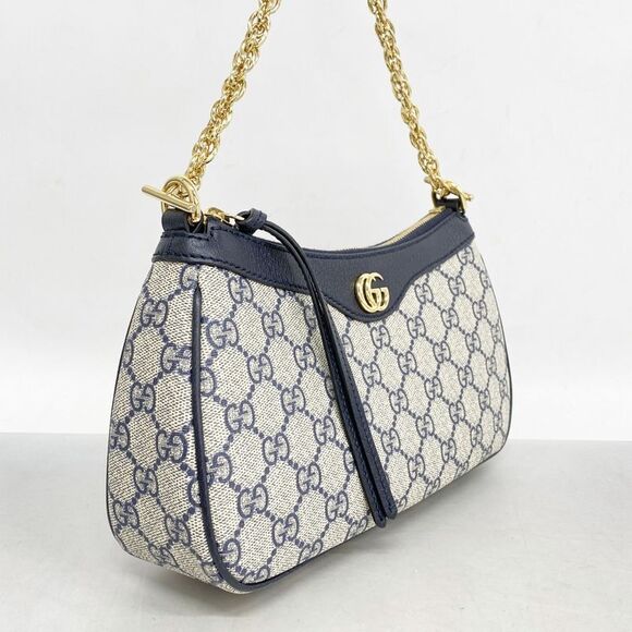 Gucci Handbag Ggmarmont GG Supreme 735132 PVC Navy Gold Hardware 2way Bag Ladies - Picture 2 of 7